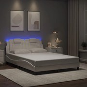 vidaXL Estrutura de cama Viana com LED sem colchão 140x190 cm branco
