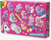Conjunto de moldagem e pintura de figuras de unicórnios com purpurinas SES Creative rosa
