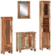 vidaXL 4 pcs conj. móveis p/ casa de banho madeira recuperada maciça