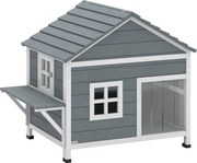 PawHut Casinha de Gato em Madeira 2 Andares com Telhado Rebatível Impermeável, Plataforma Lateral, 101x72,5x81 cm, Cinza | Aosom Portugal