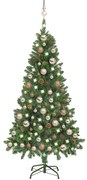 vidaXL Árvore Natal artificial pré-iluminada c/ bolas e pinhas 150 cm