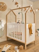 Cama de bebé COCONUT transformável em sofá branco claro liso