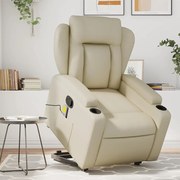 vidaXL Poltrona reclinável de massagens couro artificial cor creme