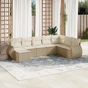 vidaXL 8 pcs conjunto de sofás p/ jardim com almofadões vime PE bege