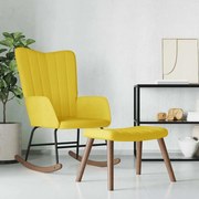 vidaXL Cadeira de baloiço com banco veludo amarelo mostarda