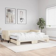 vidaXL Sofá-cama c/ gavetão e colchões 100x200 cm tecido cor creme