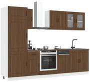 8 peças armário de cozinha conjunto Kalmar carvalho castanho
