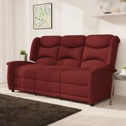 vidaXL Sofá reclinável de 3 lugares tecido vermelho tinto