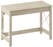 HOMCOM Secretária Moderna Mesa de Estudo com Estrutura de Aço Mesa de Computador 105x50x76 cm Madeira e Branco | Aosom Portugal