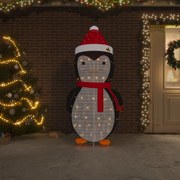 vidaXL Pinguim de Natal decorativo com luzes LED tecido de luxo 180 cm
