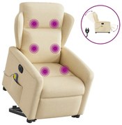 Poltrona elétrica elevatória massagens tecido creme