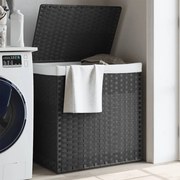 vidaXL Cesto p/ roupa suja c/ 2 secções 53x35x57 cm vime PE cinzento