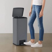 vidaXL Caixote do lixo c/ pedal anti-impressão digital aço inox. cinza