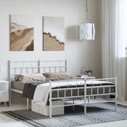 vidaXL Estrutura de cama com cabeceira e pés 135x190 cm metal branco