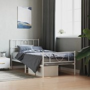 vidaXL Estrutura de cama com cabeceira e pés 107x203 cm metal branco
