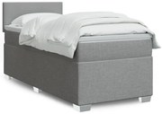 Cama com molas/colchão 100x200 cm tecido cinzento-claro