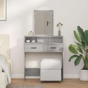 vidaXL Espaço para Maquiagem com Gavetas Cinza Concreto 79x41x140 cm