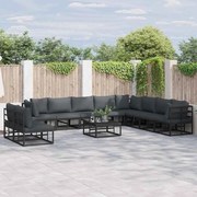 vidaXL Conjunto de Sofá de Jardim 10 pcs Preto 353 x 283 x 71 cm