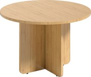 HOMCOM Mesa de centro redonda, mesa de sala em bambu com base em cruz, madeira natural | Aosom Portugal
