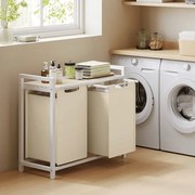 Cesto da roupa suja 73 x 33 x 72 cm com sacos de roupa suja extensíveis bege cappuccino-bege natural