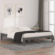 Estrutura de cama 140x190 cm pinho maciço cinzento