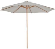 Outsunny Chapéu de Sol de Jardim Ø300x250cm com Sistema de Polia Teto Ventilado e Mastro Desmontável de Madeira para Terraço Pátio Exterior Cinza Claro