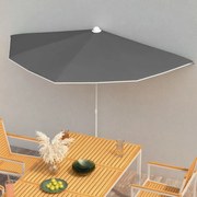 vidaXL Guarda-sol semicircular com mastro 180x90 cm antracite