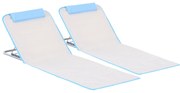 Outsunny Conjunto Esteiras Praia Encosto Reclinável 5 Níveis Bolsa Transporte Apoio Cabeça Confortáveis 48x134x33-43 cm Branco Creme | Aosom Portugal