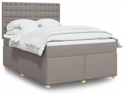 vidaXL Cama com molas/colchão 140x190 cm tecido castanho-acinzentado