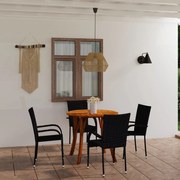 5 pcs conjunto de jantar para jardim preto