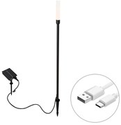 Candeeiro de pé exterior preto com LED recarregável e solar - Barry