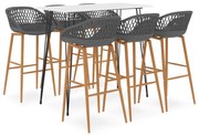 vidaXL 7 pcs conjunto de bar branco e cinzento