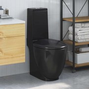 3059889 vidaXL Sanita WC redonda cerâmica c/ descarga água inferior preto