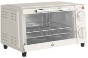 HOMCOM Mini Forno Elétrico 9L com Temperatura Ajustável até 230°C Temporizador 60 min e Bandeja para Assar 35x24,6x20 cm Creme | Aosom Portugal