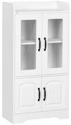 HOMCOM Vitrine Sala de Estar Estante para Livros com Portas de Vidro Prateleira Ajustável e Dobradiças de Fechamento Suave 60x60x116 cm Branco