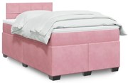 Cama boxspring com colchão 120x200 cm veludo rosa