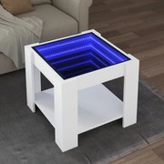 vidaXL Mesa de centro c/ LEDs 53x53x45 cm derivados de madeira branco