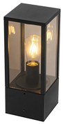 Candeeiro de pé exterior preto com vidro fumê 40 cm IP44 - Charlois