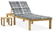 vidaXL Espreguiçadeira de jardim com mesa e almofadão pinho impregnado