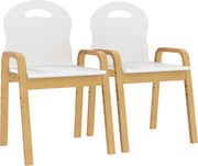 AIYAPLAY Conjunto de 2 cadeiras infantis com altura ajustável cadeiras infantis em madeira maciça com apoios de braços 39x34x61,5cm branco | Aosom Portugal