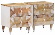 vidaXL Mesas de cabeceira 2 pcs 40x33,5x46 cm madeira mangueira maciça