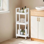 Carrinho casa de banho em bambu 20 x 30 x 80 cm branco