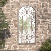 vidaXL Espelho de jardim p/ uso exterior ferro 100x45 cm cor de areia