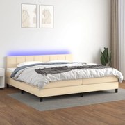 vidaXL Cama box spring c/ colchão e LED 200x200 cm tecido cor creme
