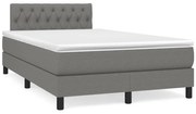 Cama box spring c/ colchão e LED 120x190 cm tecido cinza-escuro