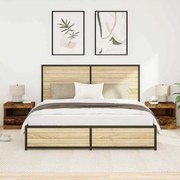 Camas de Cabeceira vidaXL com Luzes LED 2 pcs Madeira Antiga 50x40x45 cm