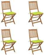 vidaXL Cadeiras de jardim dobráveis c/ almofadões 4 pcs acácia maciça