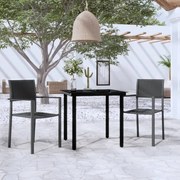 3 pcs conjunto de jantar para jardim preto