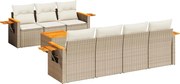 vidaXL 8 pcs conjunto de sofás p/ jardim com almofadões vime PE bege