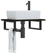 vidaXL Prateleira de parede p/ lavatório aço/madeira carvalho maciça